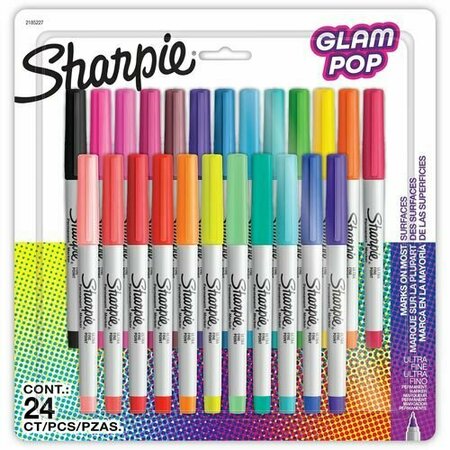 NEWELL BRANDS Markers, Permanent, Ultra-Fine, Glam Pop, AST, 24PK SAN2185227